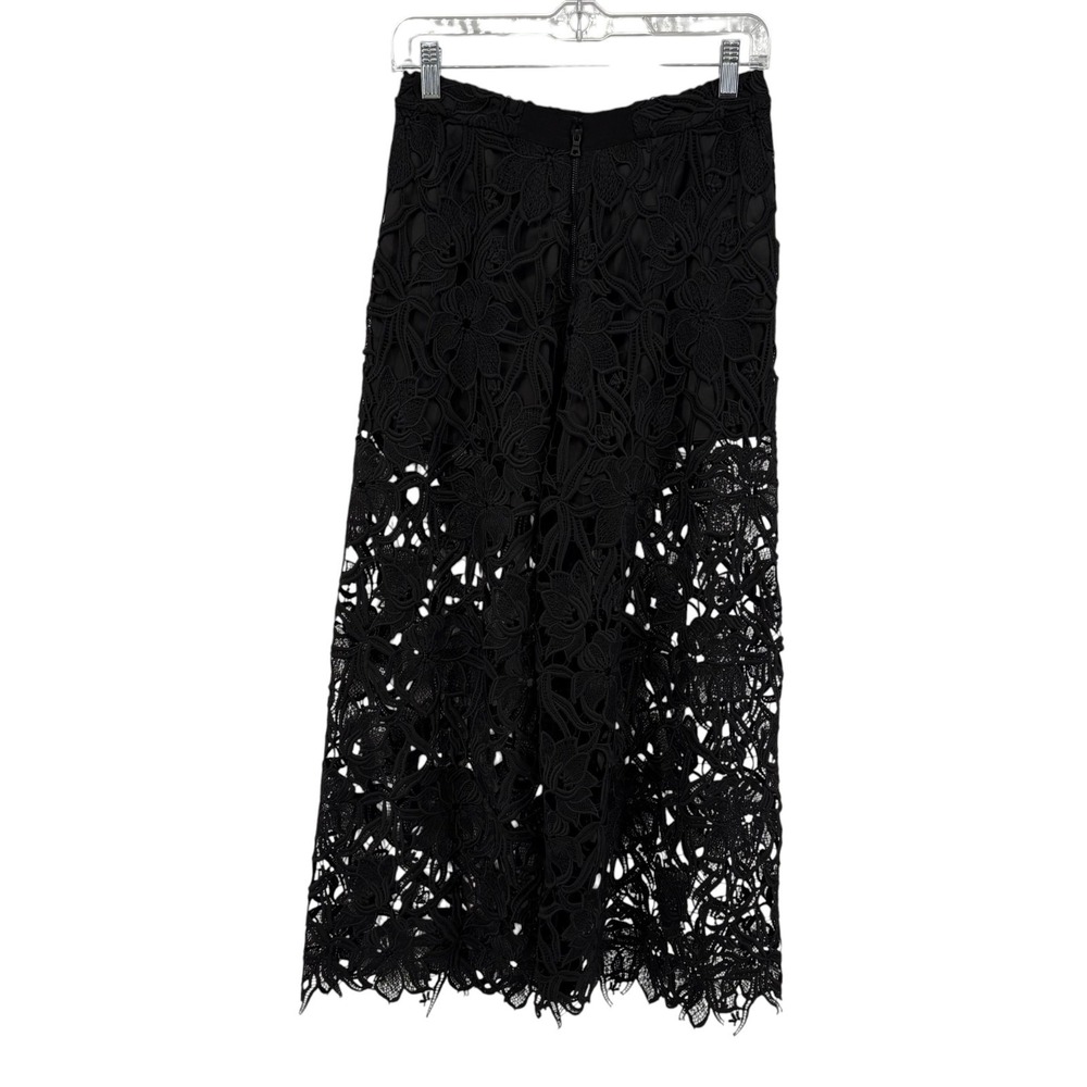 Alice + Olivia Elowen Guipure Lace Sheer High Rise Wide Leg Pants Size 4 Black